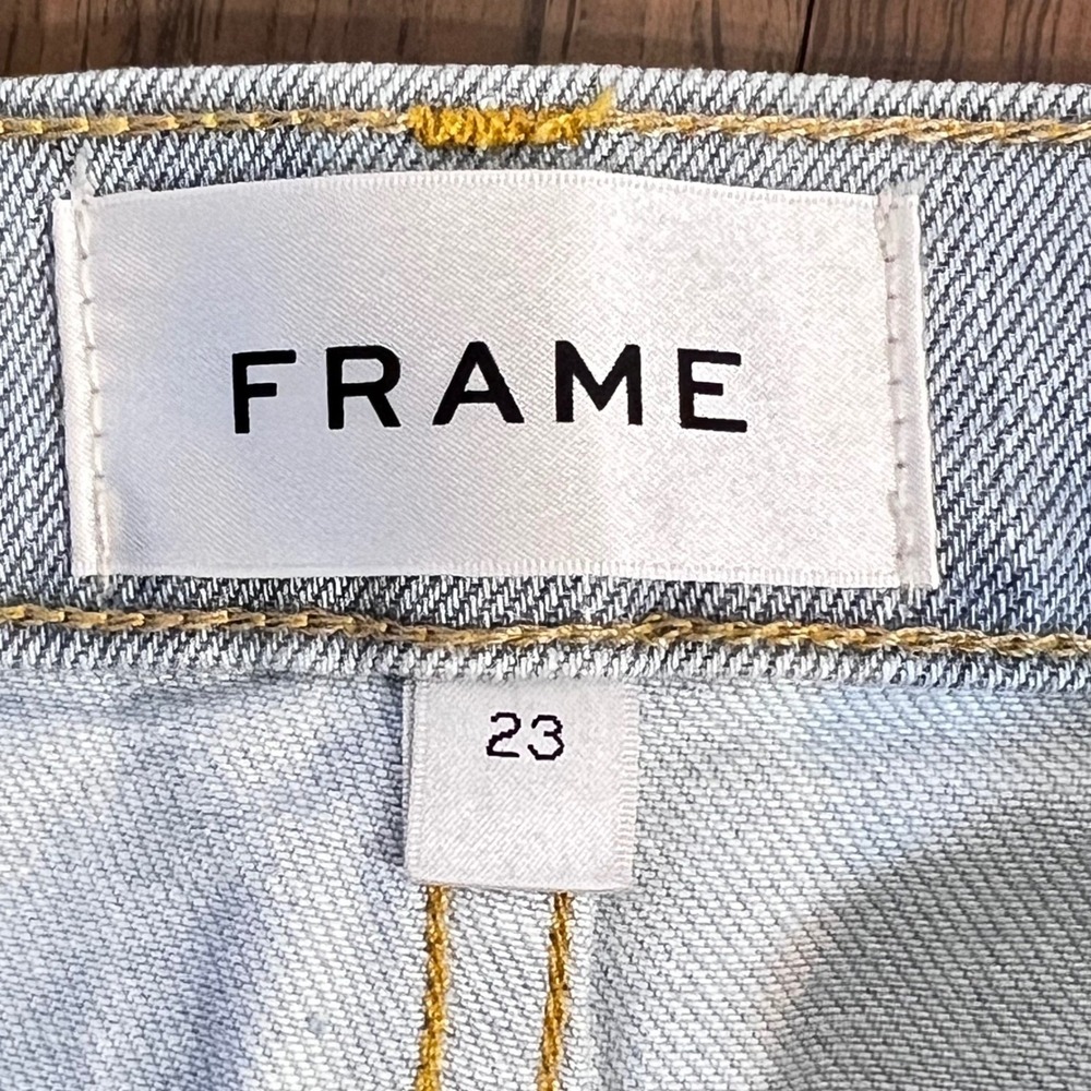 FRAME Le Jane Ankle Jeans 23 Light Wash Raw Hem High Rise Straight Leg Denim - Picture 5 of 11